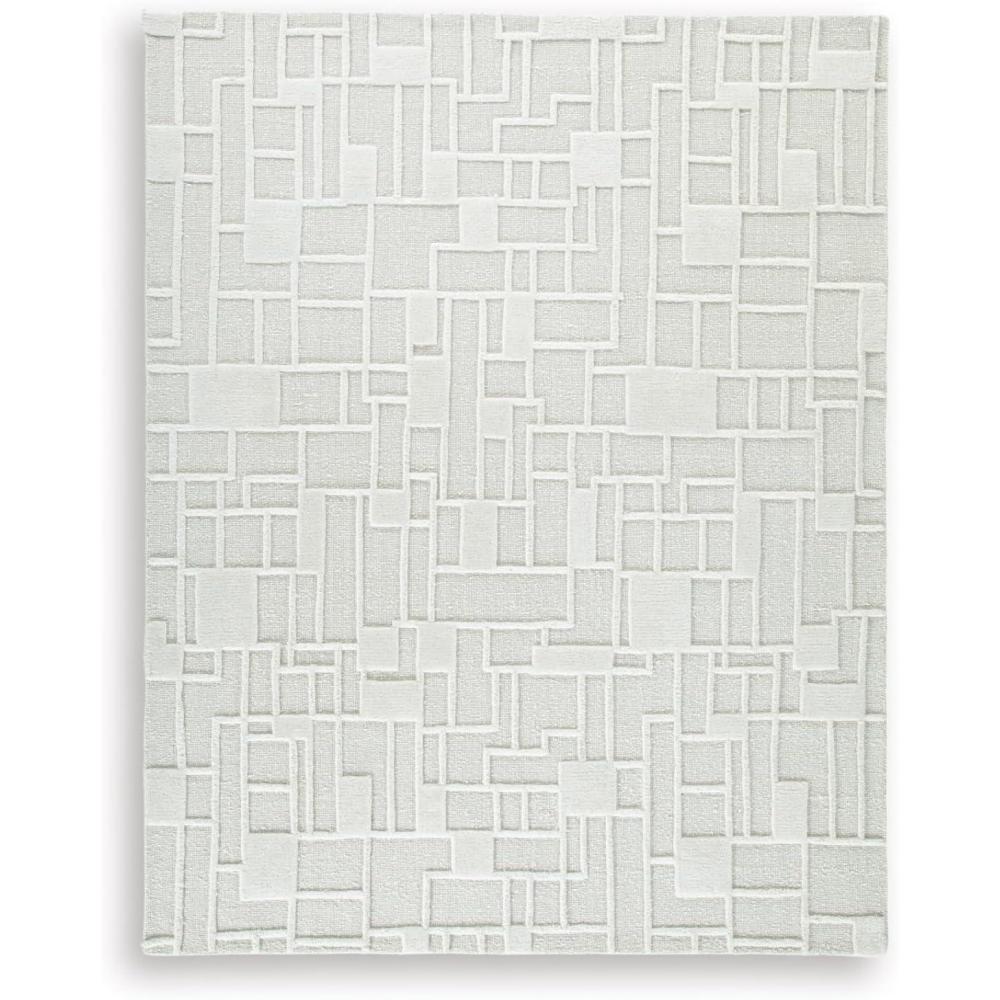 imageSignature Design by Ashley Empriss Large Casual Rug Hand Woven Geometric Design HighLow Tufting WoolCotton Blend 92 W x 117 D x 075 H Ivory