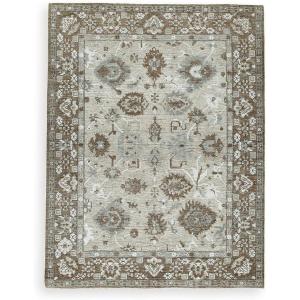 Signature Design by Ashley Ainswick Classic Indoor 8 x 10 Memory Foam Large Rug, Light Brown & Beige