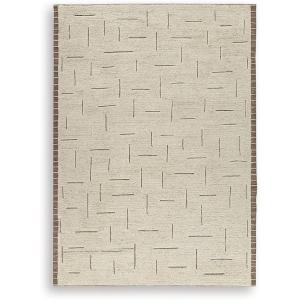 Signature Design by Ashley Clayman Casual Handwoven Wool Geometric 9 x 12 Extra Large Rug, Dark Brown & Beige
