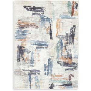 Signature Design by Ashley Hessland Contemporary Indoor Non Slip Abstract 5 x 7 Washable Rug, Blue & Light Brown(5′ x 7′ (Rectangular))