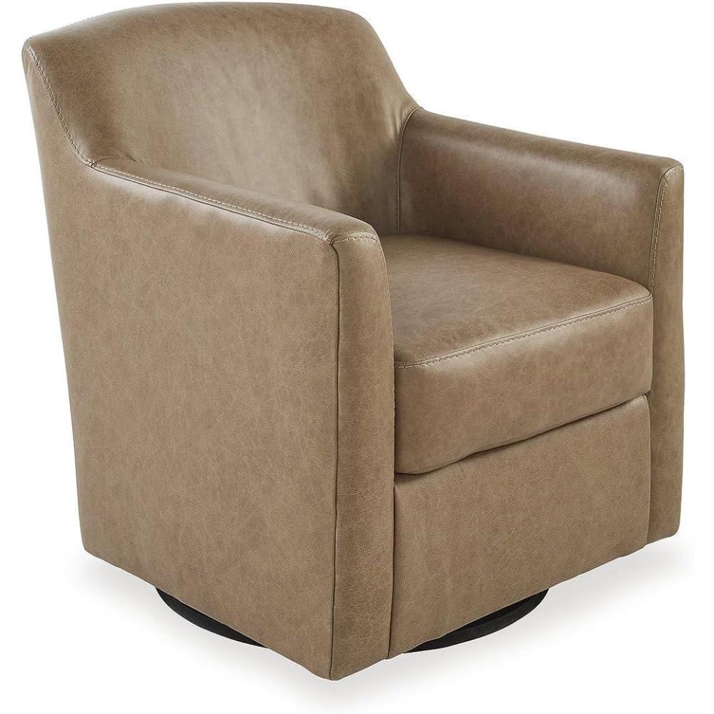 imageSignature Design by Ashley Bradney Contemporary Leather Match Swivel Accent Chair Light BrownLight Brown