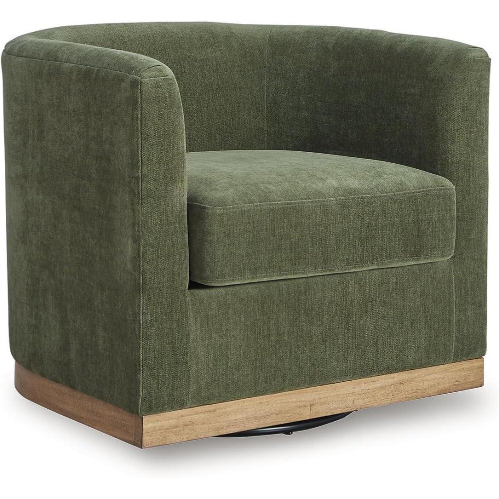 imageSignature Design by Ashley Jersonlow Modern Swivel Accent Chair with Reversible Seat Cushions Green amp Light Brown