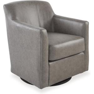 Signature Design by Ashley Bradney Contemporary Leather Match Swivel Accent Chair, Light Brown(Grayish Brown)