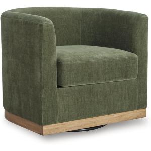 Signature Design by Ashley Jersonlow Modern Swivel Accent Chair with Reversible Seat Cushions, Green & Light Brown