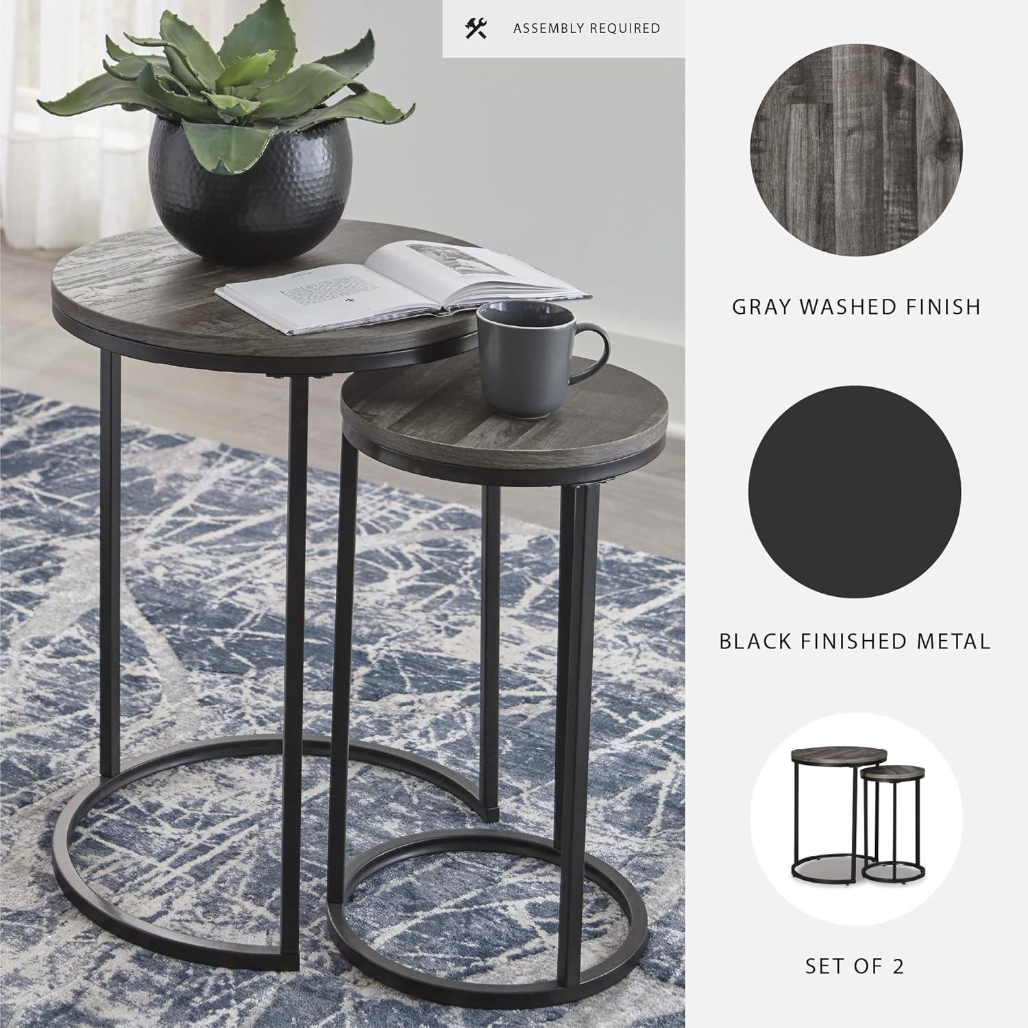 imageSignature Design by Ashley Briarsboro Urban Industrial Nesting Accent Table Set 2 Count Black amp GrayContemporary