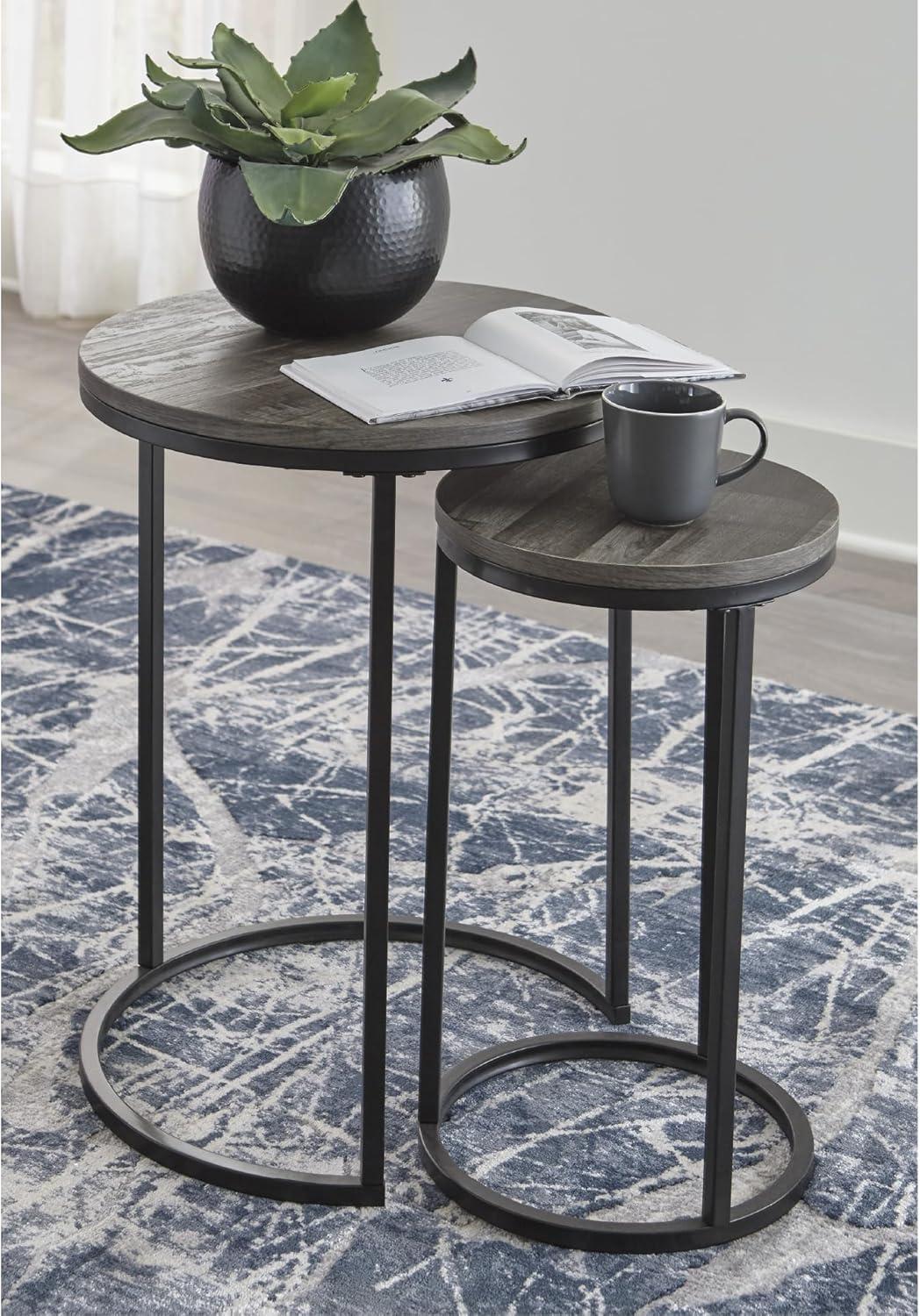 imageSignature Design by Ashley Briarsboro Urban Industrial Nesting Accent Table Set 2 Count Black amp GrayContemporary
