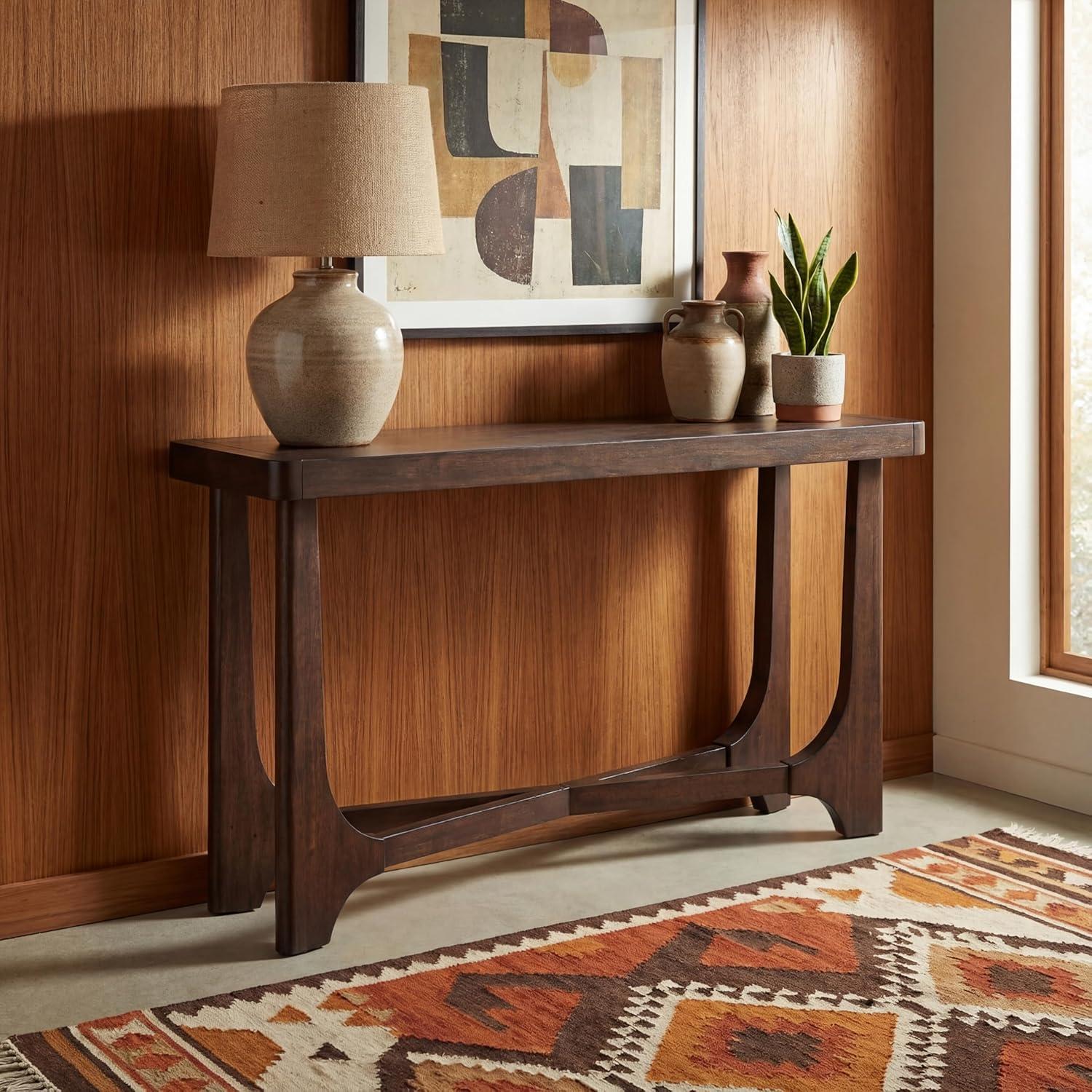 imageSignature Design by Ashley Korestone Contemporary Sofa Console Table Dark Brown