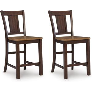 Signature Design by Ashley Sharlander Rustic Solid Wood 25″ Counter Height Bar Stool, Set of 2, Light Brown & Dark Brown