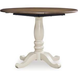 Signature Design by Ashley Waverun Country Dining Drop Leaf Table, White & Dark Brown