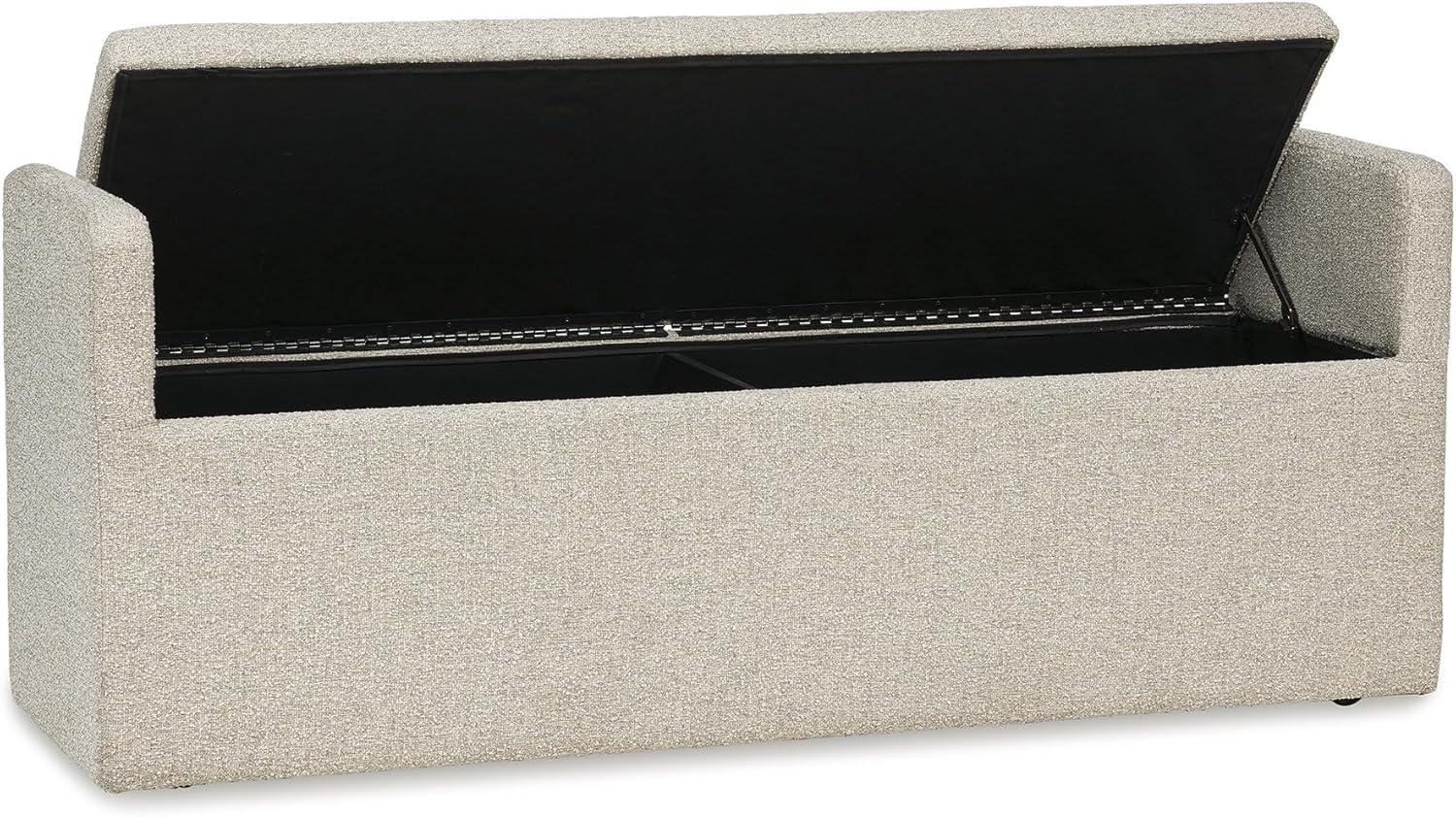 imageSignature Design by Ashley Galliden Contemporary 62 Upholstered Dining Bench with Storage Casters and Loose Bolster Cushions Beige