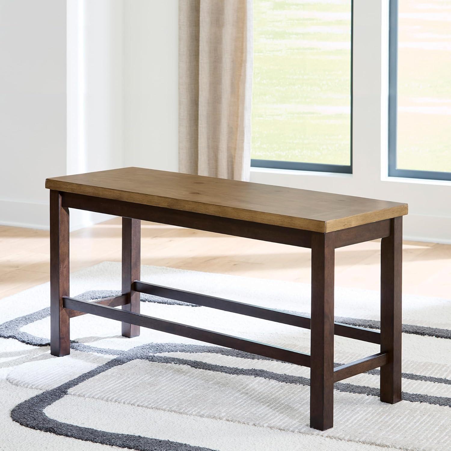 imageSignature Design by Ashley Sharlander Casual Counter Height Dining Bench with Foot Rest Light Brown amp Dark Brown