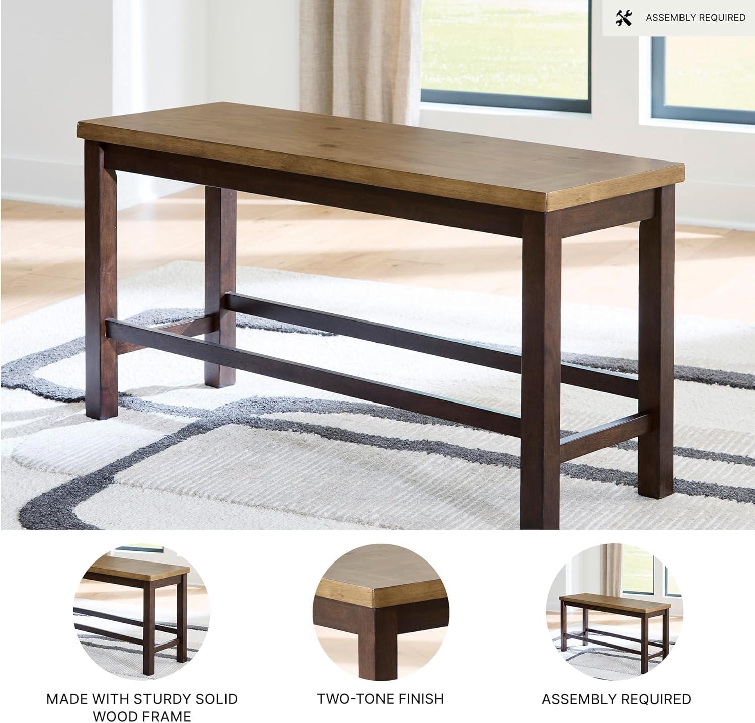 imageSignature Design by Ashley Sharlander Casual Counter Height Dining Bench with Foot Rest Light Brown amp Dark Brown