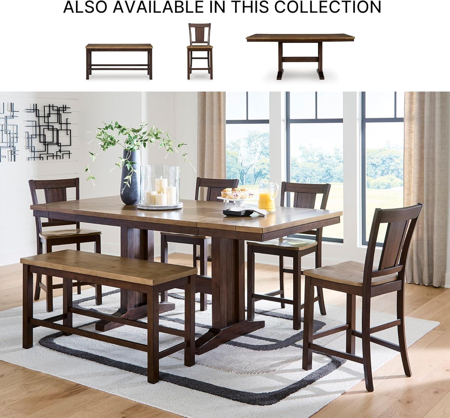 imageSignature Design by Ashley Sharlander Casual Counter Height Dining Bench with Foot Rest Light Brown amp Dark Brown