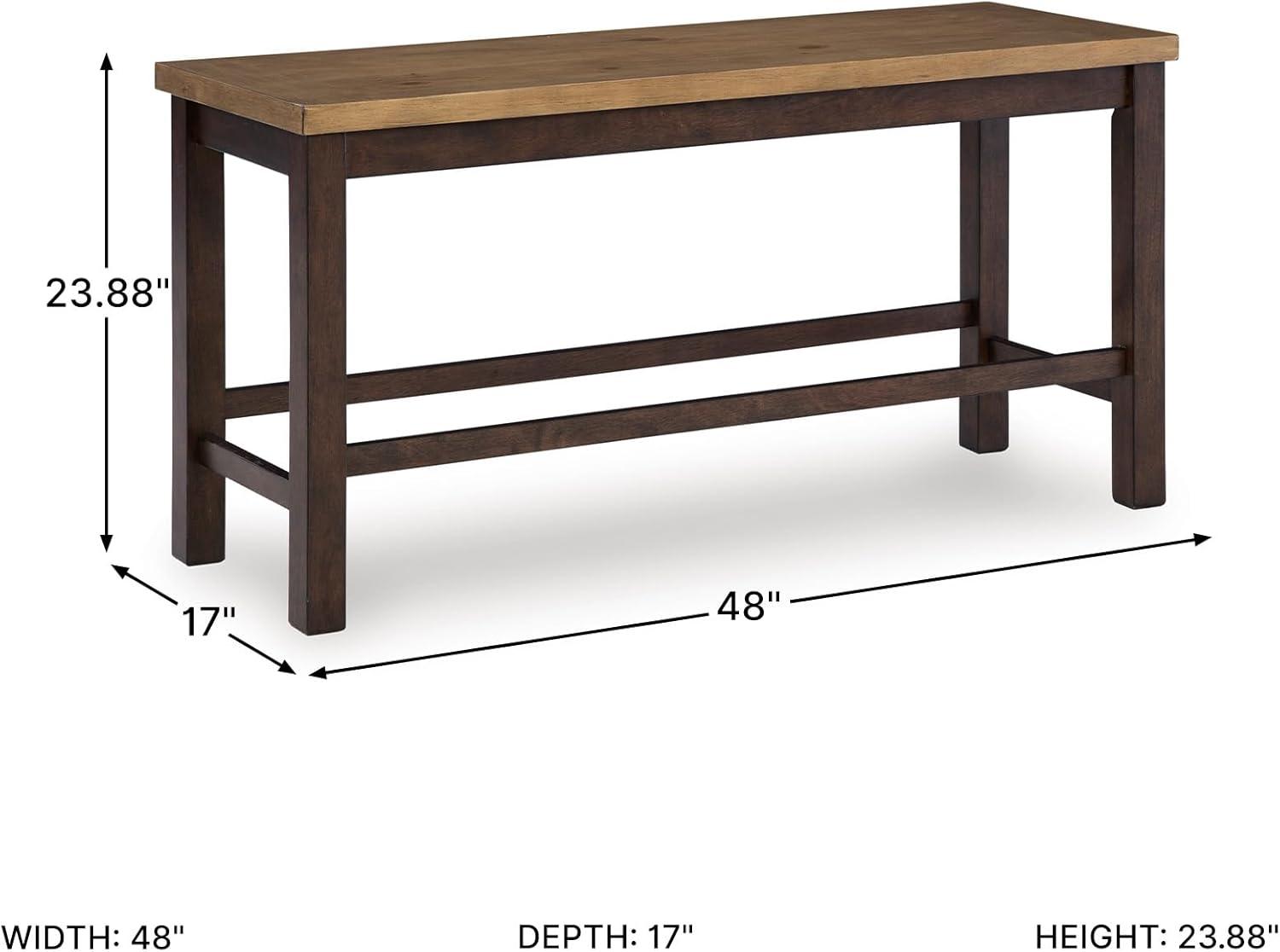 imageSignature Design by Ashley Sharlander Casual Counter Height Dining Bench with Foot Rest Light Brown amp Dark Brown