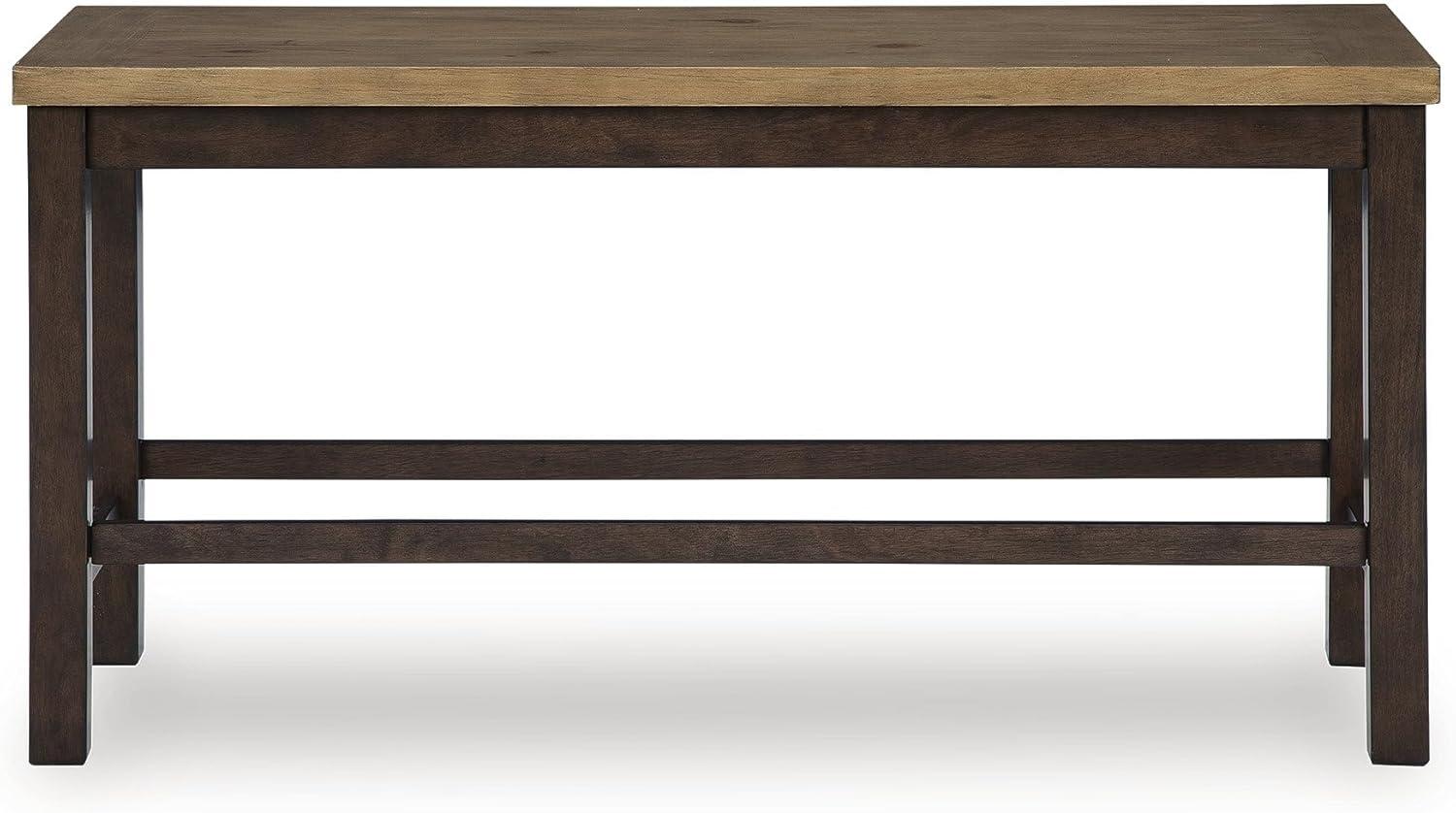 imageSignature Design by Ashley Sharlander Casual Counter Height Dining Bench with Foot Rest Light Brown amp Dark Brown