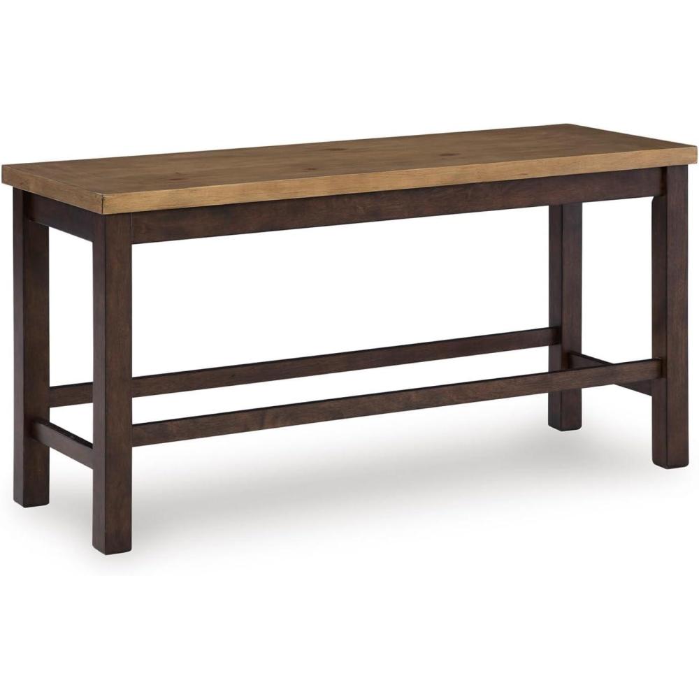 imageSignature Design by Ashley Sharlander Casual Counter Height Dining Bench with Foot Rest Light Brown amp Dark Brown