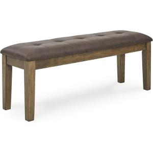 Signature Design by Ashley Vallister Casual 50″ Tufted Faux Leather Dining Bench, Light Brown & Dark Brown