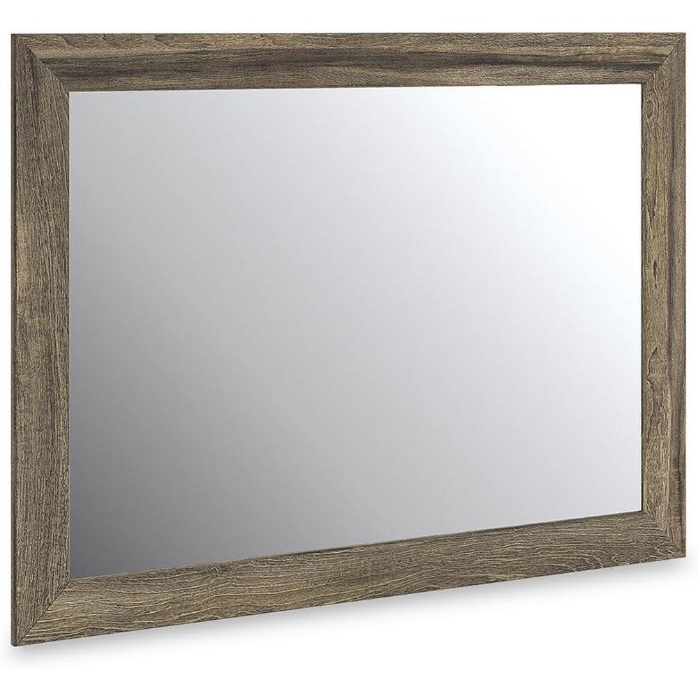 imageSignature Design by Ashley Jusika Traditional Bedroom Mirror with Thick Frame Weathered Brown
