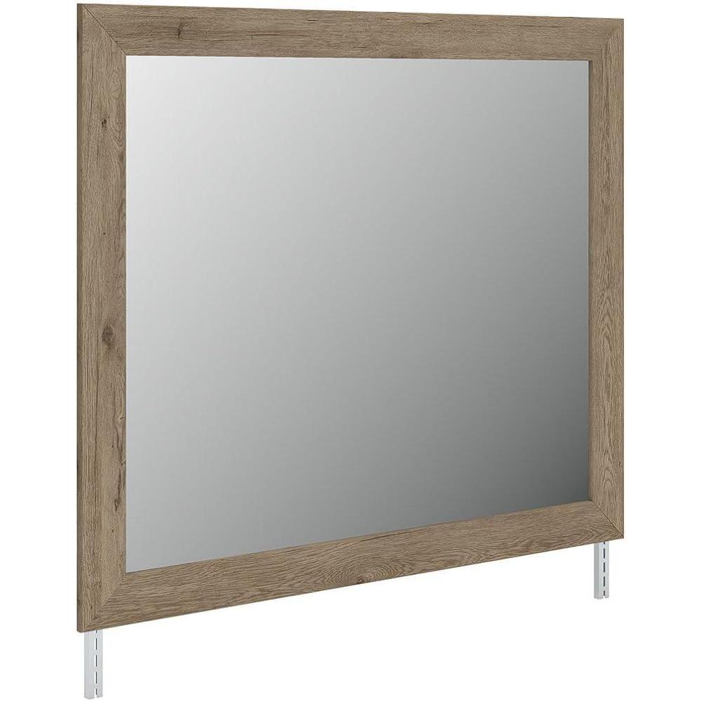imageSignature Design by Ashley Contoura Rustic Bedroom Mirror with Thick Frame Light Brown
