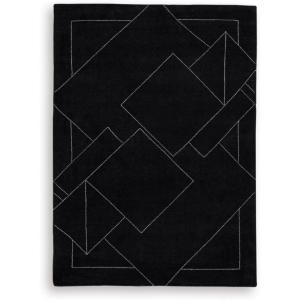 Signature Design by Ashley Jaseena Casual 5′ x 7′ Indoor Medium Pile Abstract Area Rug, Beige & Light Brown(Black/White)