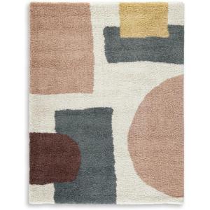 Signature Design by Ashley Jaseena Casual 5′ x 7′ Indoor Medium Pile Abstract Area Rug, Beige & Light Brown(Cream/Pink/Gray)