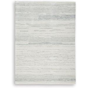 Signature Design by Ashley Jaseena Casual 5′ x 7′ Indoor Medium Pile Abstract Area Rug, Beige & Light Brown(Ivory/Blue)