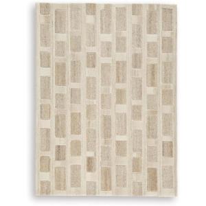 Signature Design by Ashley Jaseena Casual 5′ x 7′ Indoor Medium Pile Abstract Area Rug, Beige & Light Brown(Tan/Brown/White)