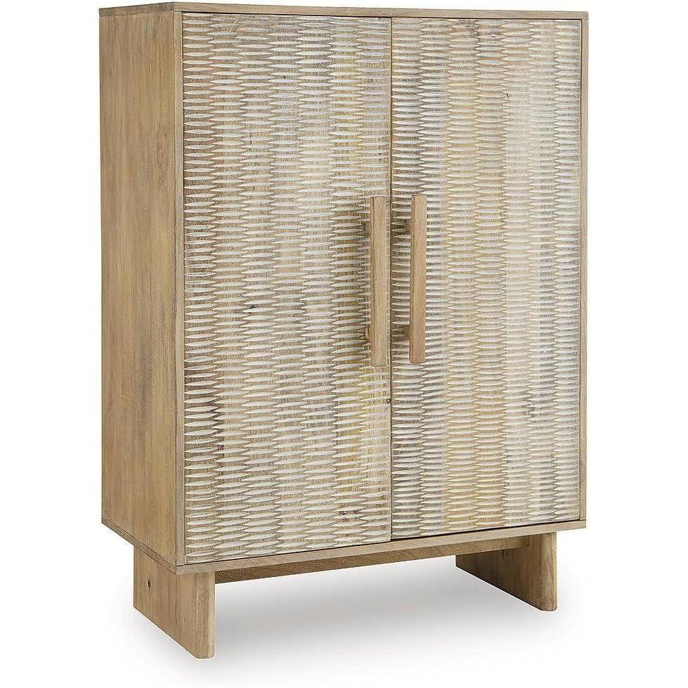 imageSignature Design by Ashley Dallinbury Accent Cabinet with Doors Solid Mango Wood Construction for Living Room Entryway Or Dining Space WhitewashNatural