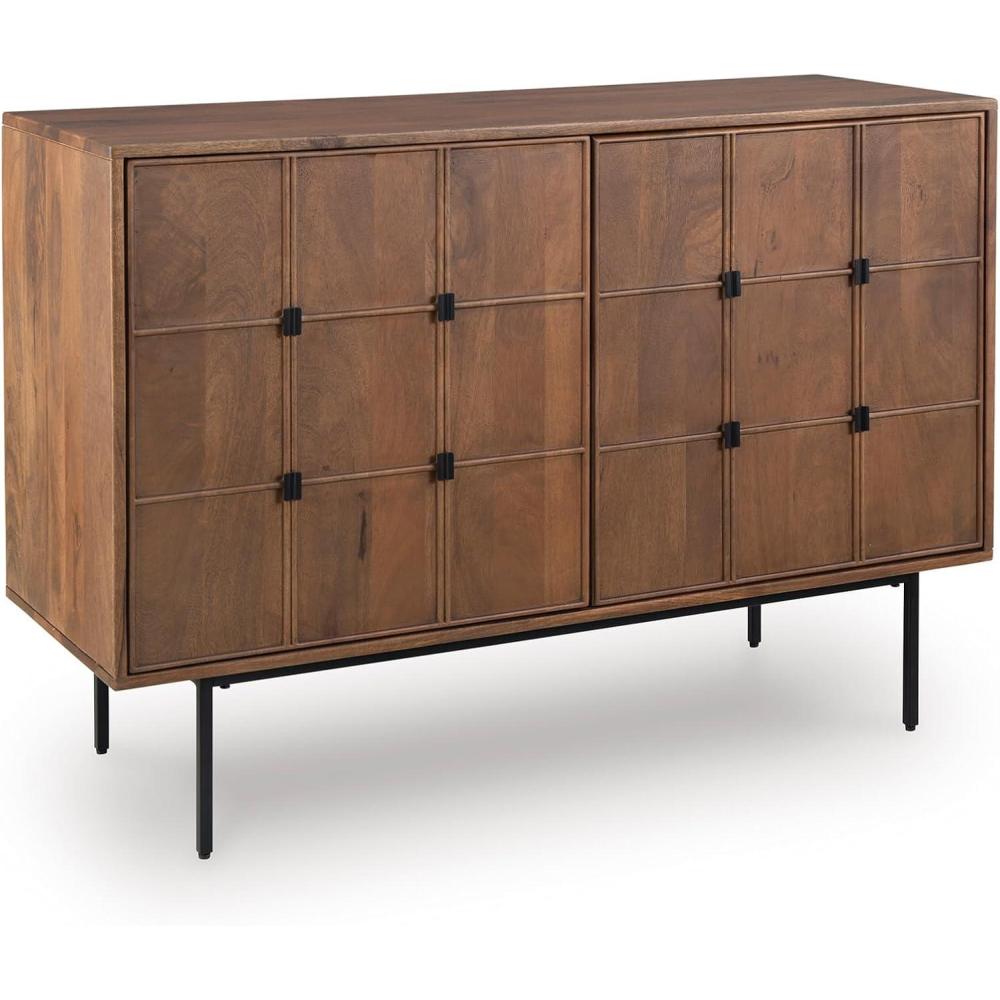 imageSignature Design by Ashley Juddins MidCentury Modern Accent Cabinet with 2 Magnet Doors 2 Shelves and Cable Management Light Brown