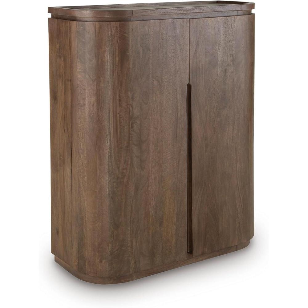 imageSignature Design by Ashley Landermont Contemporary Bar Cabinet with AntiTipping Dark Brown