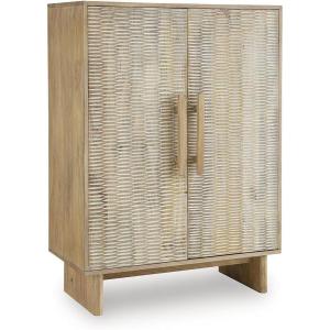 Signature Design by Ashley Dallinbury Accent Cabinet with Doors, Solid Mango Wood Construction for Living Room, Entryway Or Dining Space, Whitewash/Natural